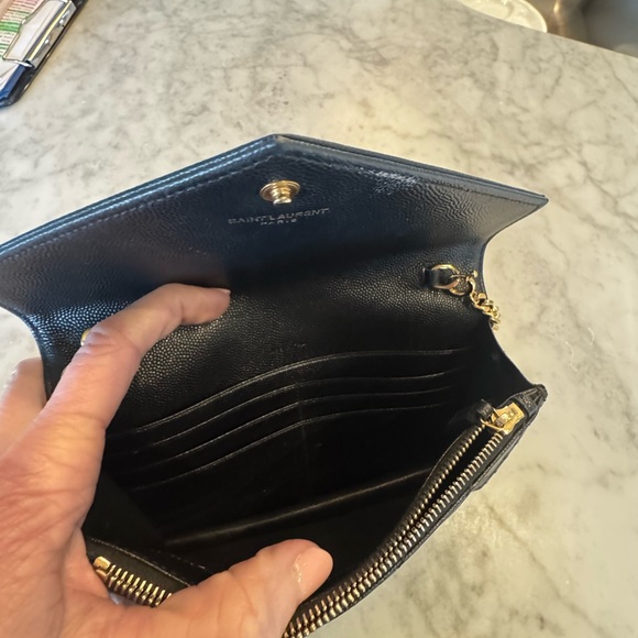 Yves Saint Laurent Black Clutch/Crossbody with Gold Chain - Picture 7 of 8